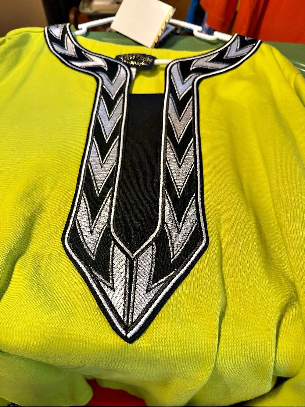 Bob Mackie Wearable Art Geometric Embellished Tunic Green & Black Boho NWT